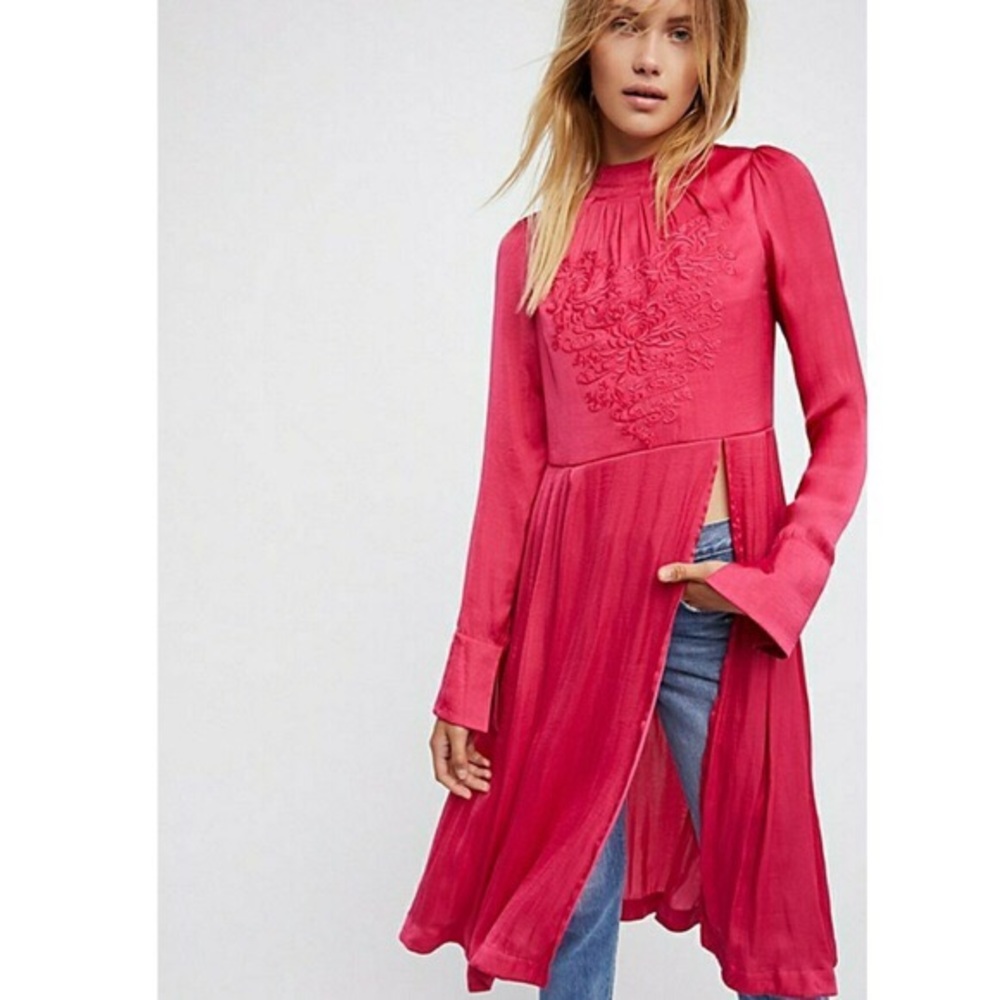 Free People “New Day” Embroidered high slit tunic